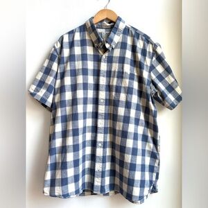 L.L. Bean Blue and Cream Checkered Plaid Men's Cotton button down Shirt XL